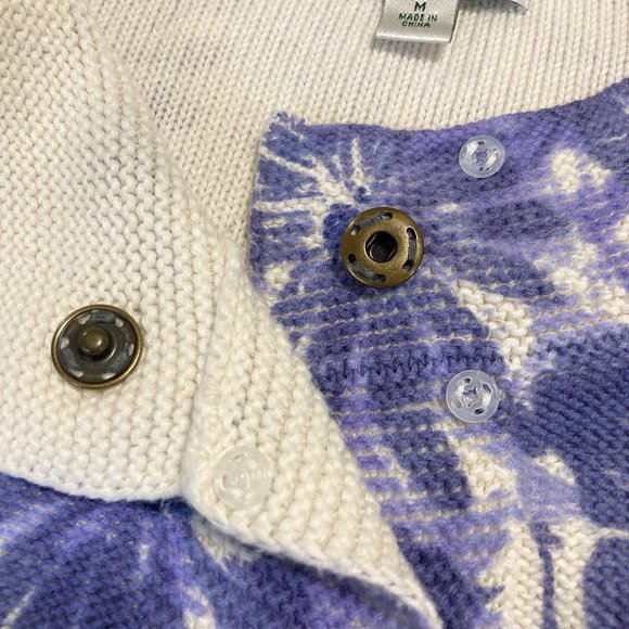 Coldwater Creek Cotton Purple Floral Leaf Cardigan - Picture 14 of 14